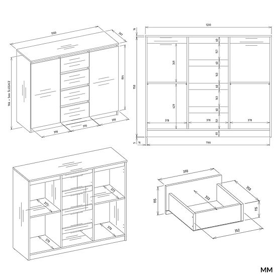 Commode Malwa 2D4S 120 BEIGE CACHEMIRE