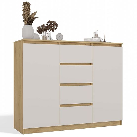Commode Malwa 2D4S 120 CHÊNE ARTISAN BEIGE CACHEMIRE