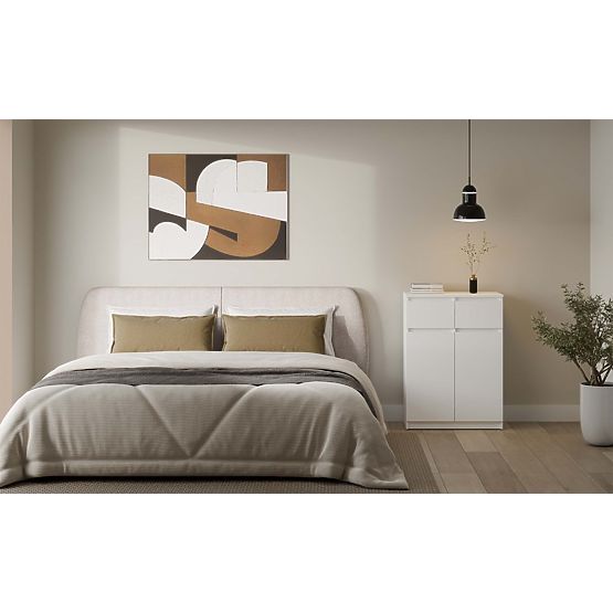 Commode Malwa 2DD2S Armoire 2 Portes 2 Tiroirs pour Salon BLANCHE