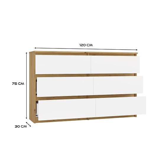 Commode Malwa M6 120 CHÊNE ARTISAN BLANC