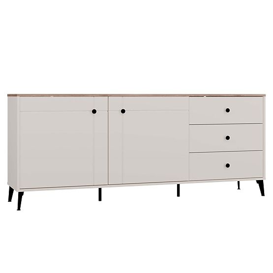 Commode POINT 2D3S Beige Cachemire Chêne Castello Armoire 3 Tiroirs 2 Portes Salon