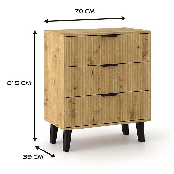 Commode Scandi 3S SLIM CHÊNE ARTISAN