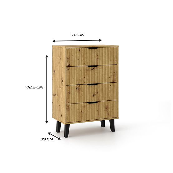 Commode Scandi 4S SLIM CHÊNE ARTISAN
