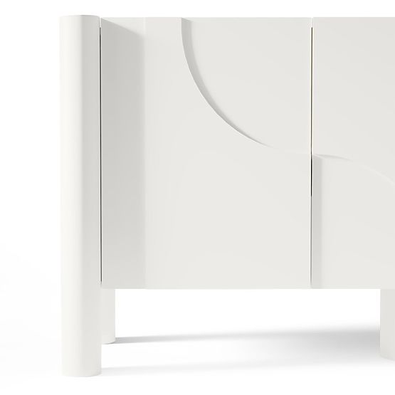 Commode trois portes Lunaria avec façade fraisée, blanche
