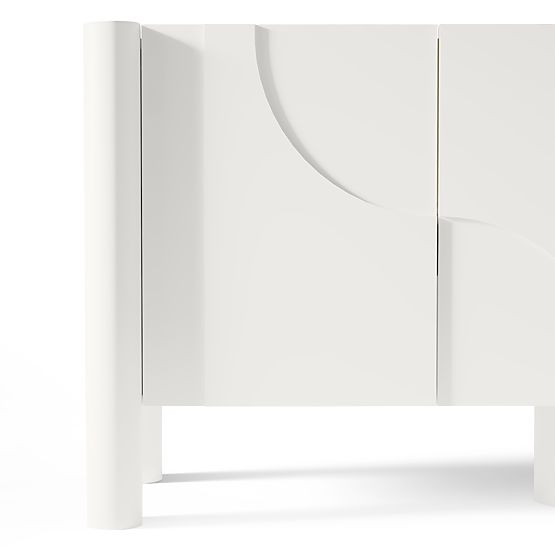 Commode trois portes Lunaria avec façade fraisée, blanche