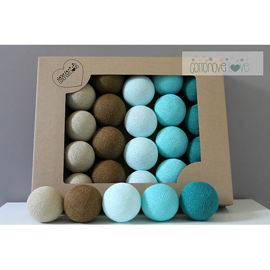 Coton lumineuse billes turquoise