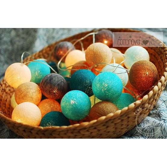 Coton lumineuse billes turquoise