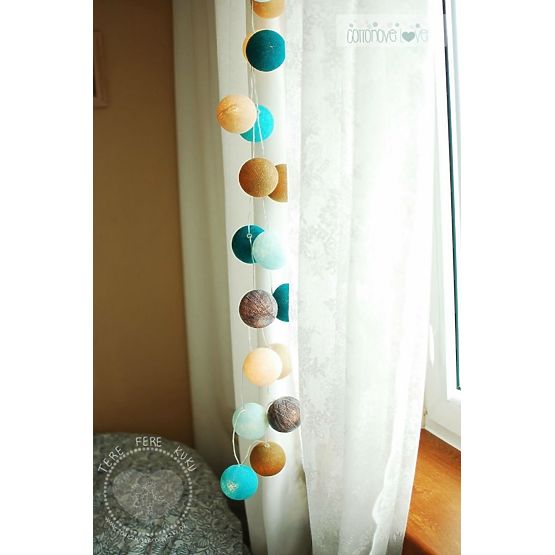 Coton lumineuse billes turquoise