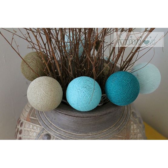 Coton lumineuse billes turquoise