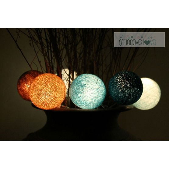 Coton lumineuse billes turquoise