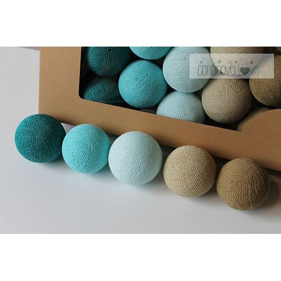 Coton lumineuse billes turquoise