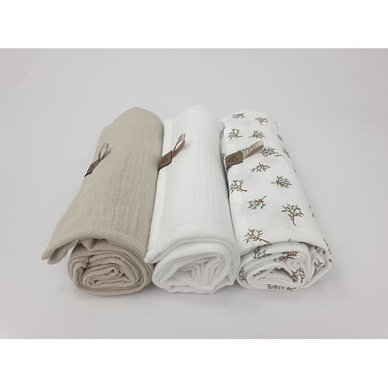Couches en mousseline 3 pcs - beige