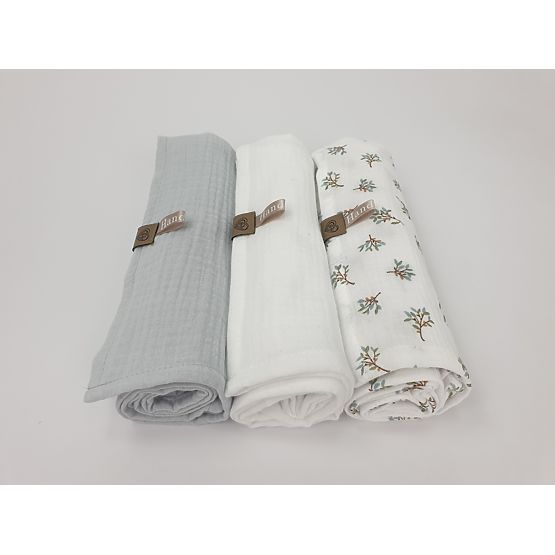 Couches en mousseline 3 pcs - gris clair