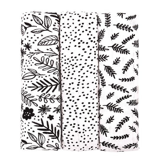 Couches lavables bébé - fleurs noires 3 pcs