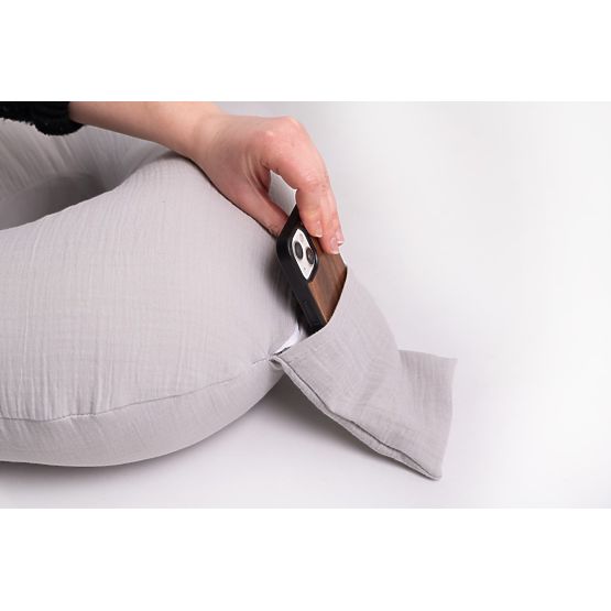 Coussin d'allaitement en mousseline Heavens - gris