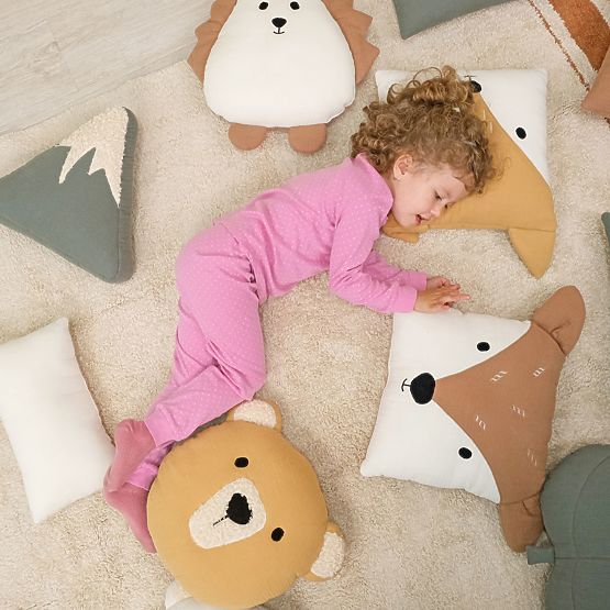 Coussin en mousseline Ourbaby 20x35 cm - écru