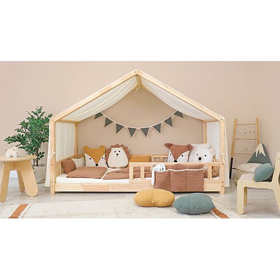 Coussin en mousseline Ourbaby 28x30 cm Montagnes - vert