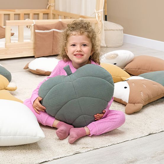 Coussin en mousseline Ourbaby 38x35 cm Feuille - vert