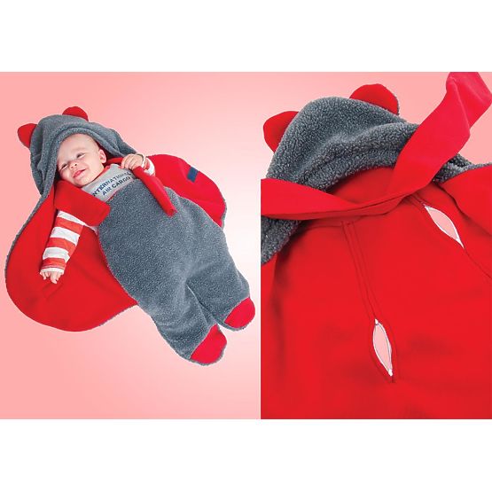 Couverture d´emmaillotage universelle / sac de couchage pour poussette et siège auto - rouge et gris
