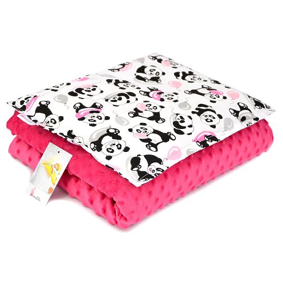 Couverture et oreiller bébé M Panda - fuchsia