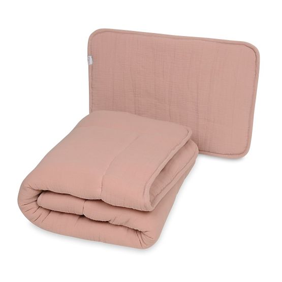 Couverture et oreiller en mousseline avec garnissage 100x135 + 40x60 - rose