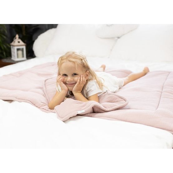 Couverture et oreiller en mousseline avec garnissage 100x135 + 40x60 - rose