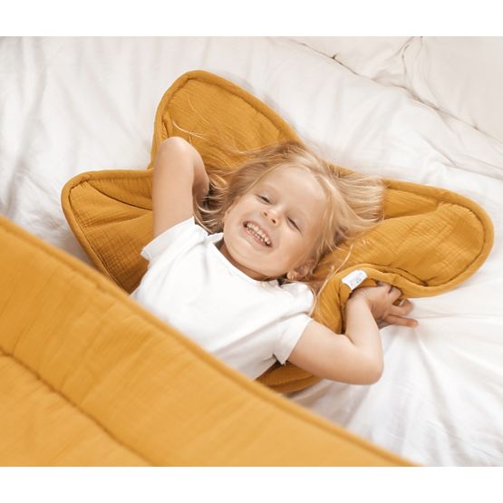 Couverture et oreiller en mousseline avec garnissage 100x135 + 40x60 - moutarde