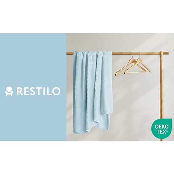 Couverture HENRY couleur bleue avec embossage jacquard style moderne 170x210