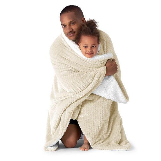 Couverture SHLEEPY couleur beige avec motif jacquard style classique 220x240