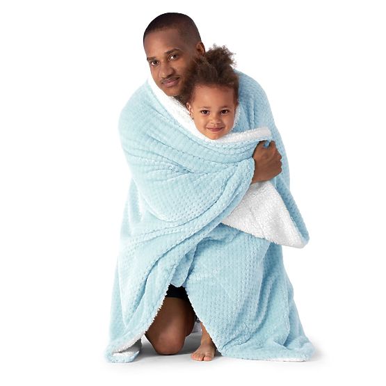 Couverture SHLEEPY couleur bleu clair motif jacquard style classique 70x150