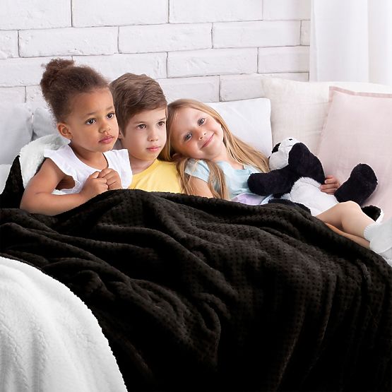 Couverture SHLEEPY noire avec motif jacquard style classique 130x180