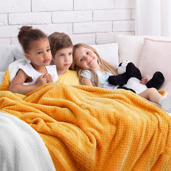 Couverture SHLEEPY orange jacquard style classique 130x180