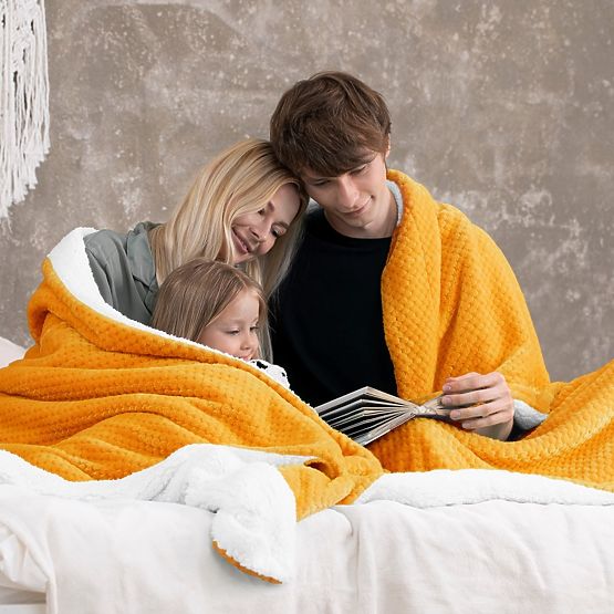 Couverture SHLEEPY orange jacquard style classique 130x180