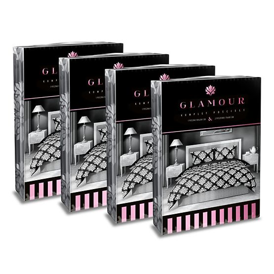 Couvre-lit en coton Glamour noir et blanc 140x200cm + 70x90cm