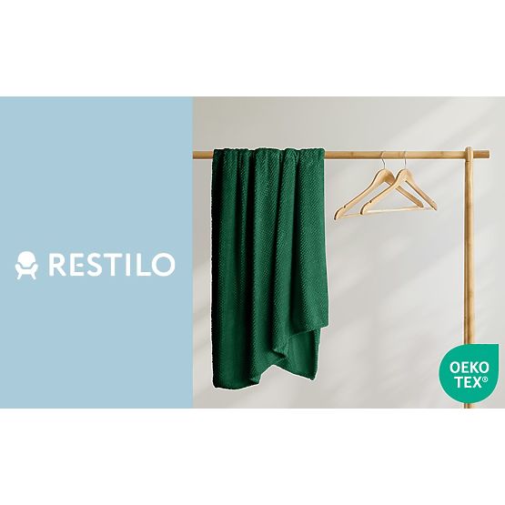 Couvre-lit HENRY couleur vert bouteille jacquard gaufré style moderne 220x240