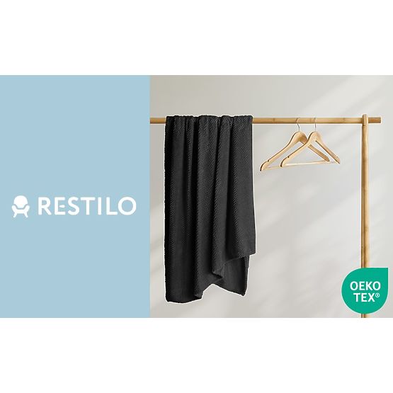 Couvre-lit HENRY noir avec motif jacquard style moderne 220x240