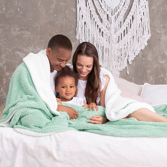 Couvre-lit SHLEEPY couleur menthe jacquard pressé style classique 220x240