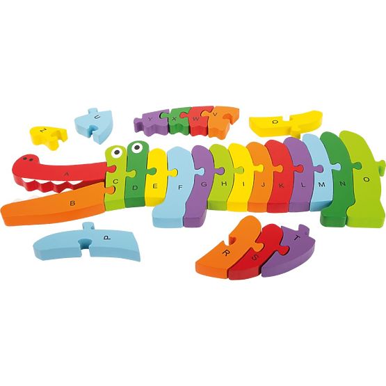 Crocodile en bois pour apprendre l'alphabet ABC