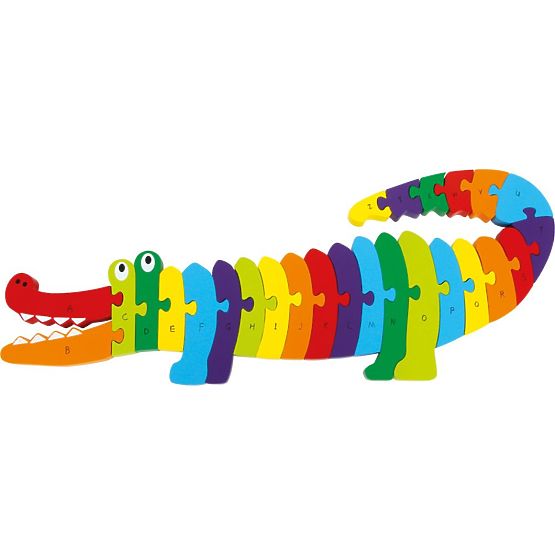 Crocodile en bois pour apprendre l'alphabet ABC