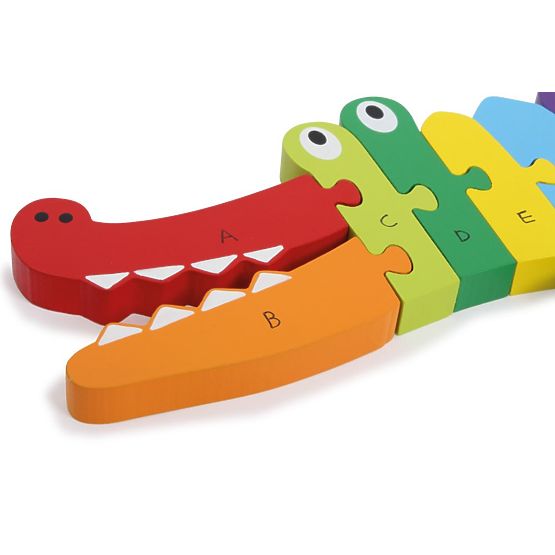 Crocodile en bois pour apprendre l'alphabet ABC