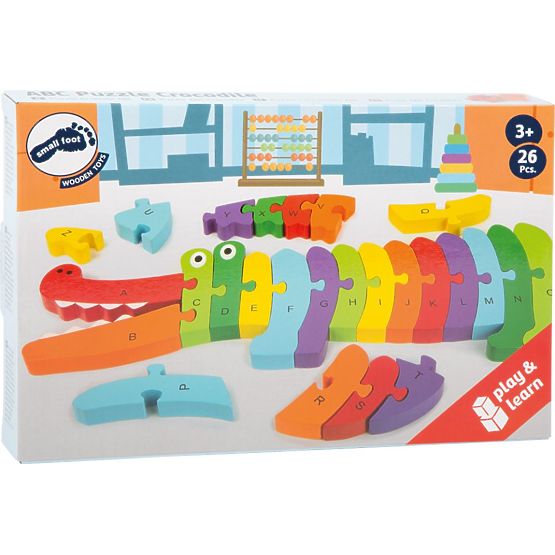 Crocodile en bois pour apprendre l'alphabet ABC