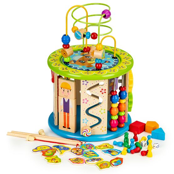 Cube éducative en bois avec jeux et blocs de pêche ECOTOYS