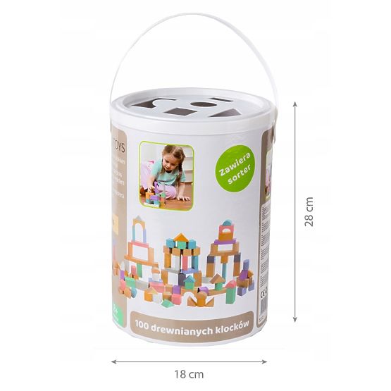 Cubes en bois dans une boîte - 100 pcs