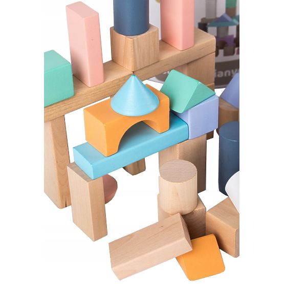Cubes en bois dans une boîte - 50 pcs