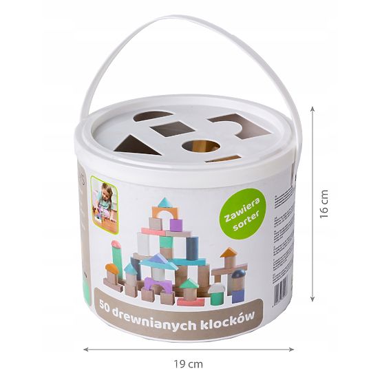 Cubes en bois dans une boîte - 50 pcs