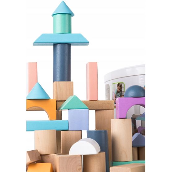 Cubes en bois dans une boîte - 50 pcs