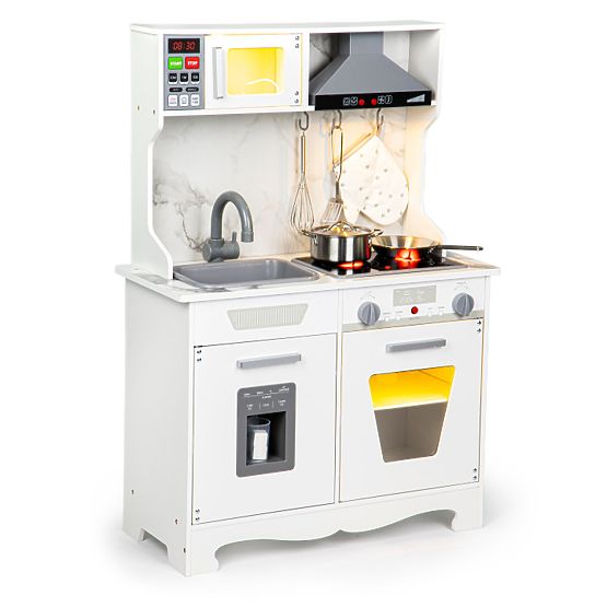Cuisine en bois pour enfants avec sons et LED + accessoires ECOTOYS