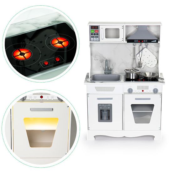 Cuisine en bois pour enfants avec sons et LED + accessoires ECOTOYS