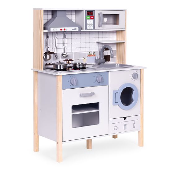 Cuisine en bois pour enfants avec sons, four LED, lave-linge et accessoires de cuisine ECOTOYS