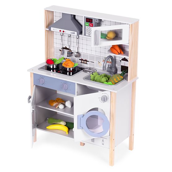 Cuisine en bois pour enfants avec sons, four LED, lave-linge et accessoires de cuisine ECOTOYS